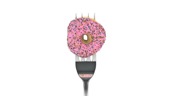 Dieta Moderna Donut Con Tenedor Renderizado — Foto de Stock