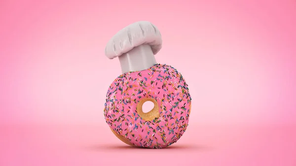 Donut Mit Kochmütze Darstellung — Stockfoto