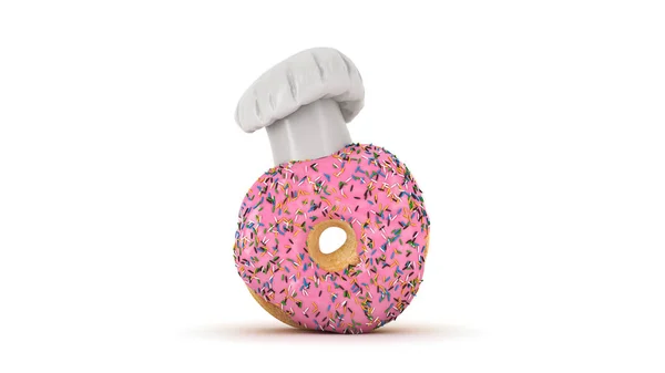 Donut Mit Kochmütze Darstellung — Stockfoto