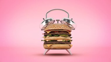 hamburger çalar saat. 3d render