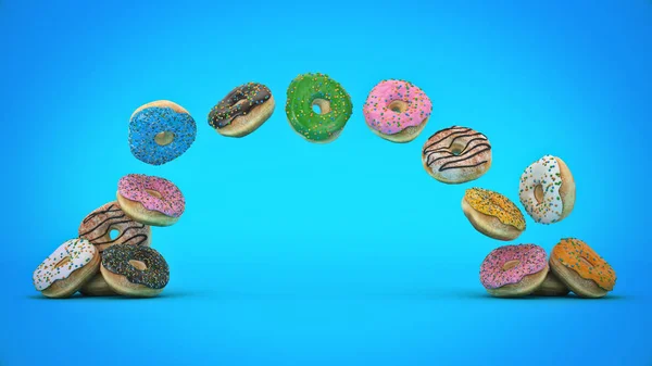 Köstliche Bunte Donut Set Darstellung — Stockfoto