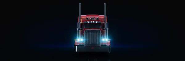 赤い大型トラック3D レンダリング — ストック写真