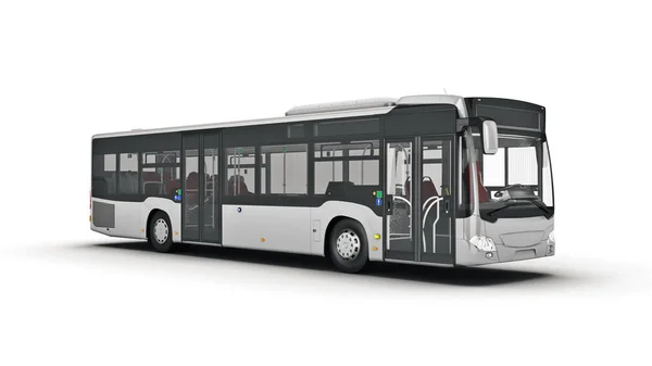 Biały Autobus Miejski Renderowanie — Zdjęcie stockowe