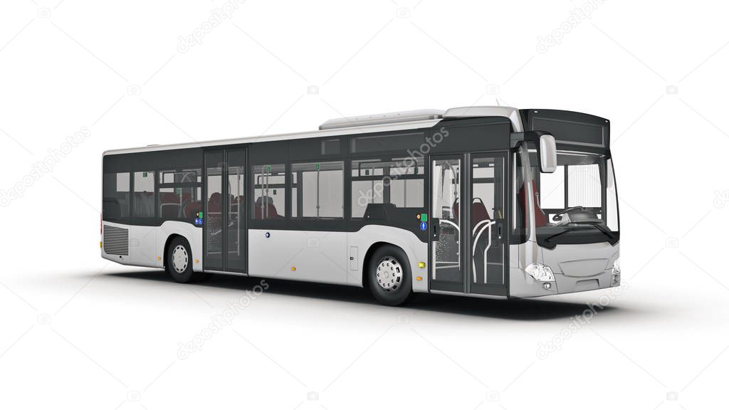 white city bus. 3d rendering