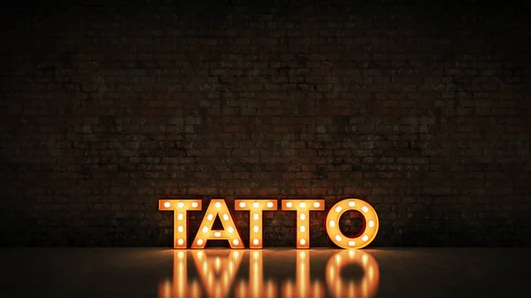 Neon Teken Bakstenen Muur Achtergrond Tattoo Rendering — Stockfoto