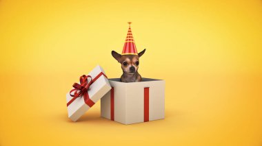Köpek Doğum günü partisi. 3B işleme