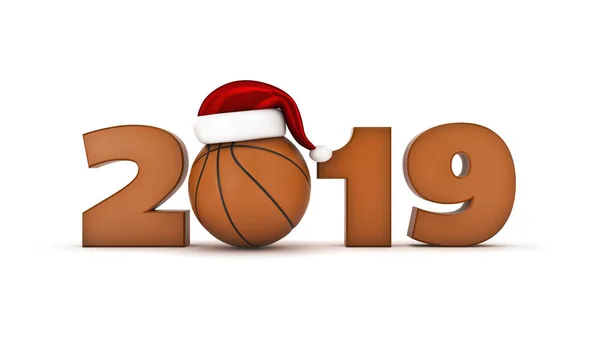 크리스마스 2019 개념입니다 오렌지 바구니 공입니다 렌더링 — 스톡 사진