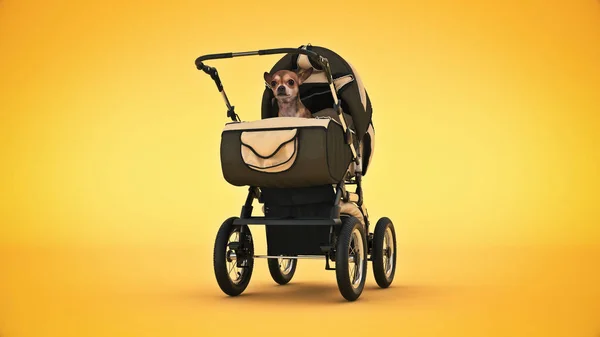 Pies Wózków Dziecięcych Renderowanie — Zdjęcie stockowe