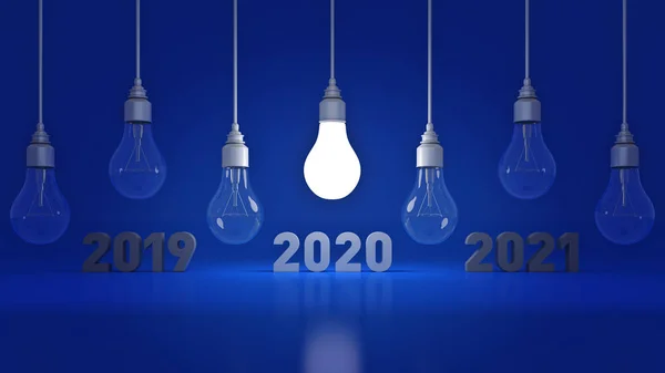 2020 Segno Capodanno All Interno Lampadine Rendering — Foto Stock