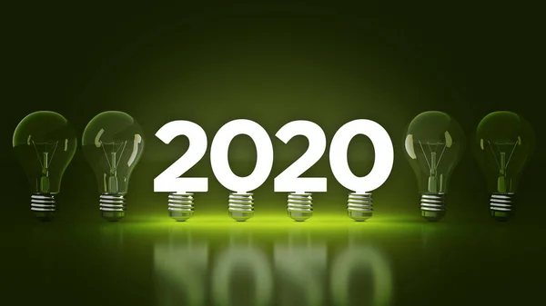 Panneau Nouvel 2020 Intérieur Des Ampoules Rendu — Photo