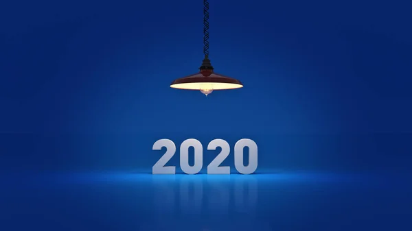 2020電球の中の新年のサイン 3Dレンダリング — ストック写真