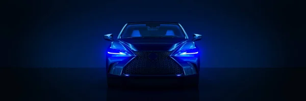 Spor araba, karanlık bir arka planda stüdyo. 3d oluşturma