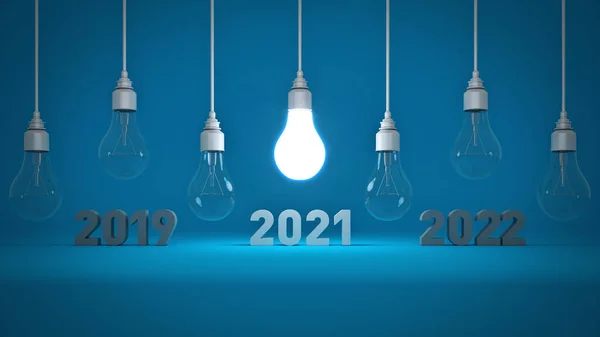 2021 Segno Capodanno All Interno Lampadine Rendering — Foto Stock