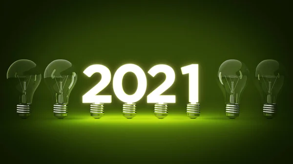 2021 Nouvel Signe Intérieur Des Ampoules Rendu — Photo