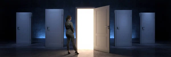 Door Businesswoman Door New Opportunity Rendering — Stock Photo, Image