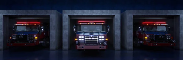 Fire Truck Roll Door Rendering — Stock Photo, Image