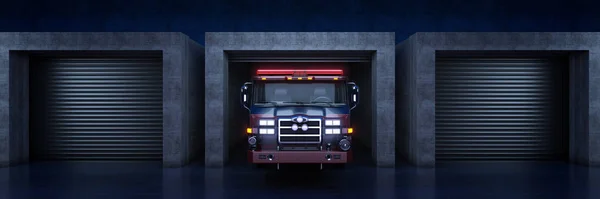 Пожежна Машина Піднятими Дверима Візуалізація — стокове фото