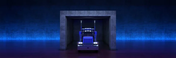 heavy truck with roll up door. 3d rendering