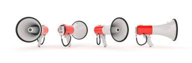 megaphone isolated, attention concept announcement. 3d rendering clipart