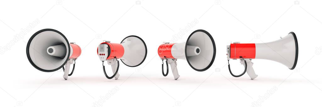 megaphone isolated, attention concept announcement. 3d rendering