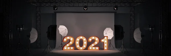 2021年摄影工作室 3D渲染 — 图库照片