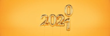 2021 yılının rakamları. Helyum balonları, folyo numaraları. Noel 2021 balonları. 3d oluşturma