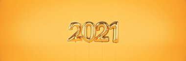 2021 yılının rakamları. Helyum balonları, folyo numaraları. Noel 2021 balonları. 3d oluşturma