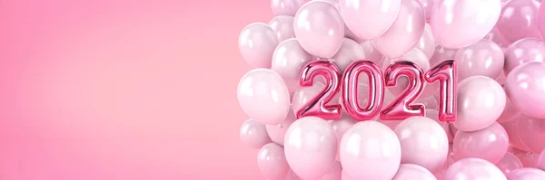 Numbers Happy New Year 2021 Helium Balloons Foil Numbers Christmas — Stock Photo, Image