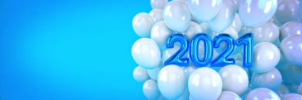 Zahlen Für Ein Glückliches Neues Jahr 2021 Heliumballons Foliennummern Weihnachten — Stockfoto