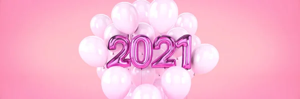 Numeri Felice Anno Nuovo 2021 Palloncini Elio Numeri Fogli Palloncini — Foto Stock