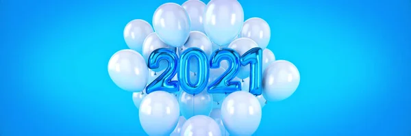 2021 Yılının Rakamları Helyum Balonları Folyo Numaraları Noel 2021 Balonları — Stok fotoğraf