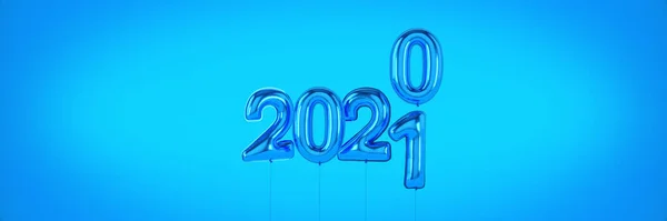 2021年新年快乐数字 氦气球 铝箔号码 2021年圣诞节气球 3D渲染 — 图库照片