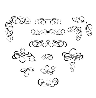 Vintage üstbilgi ve düğün tasarım için dalgalı karakterlerin