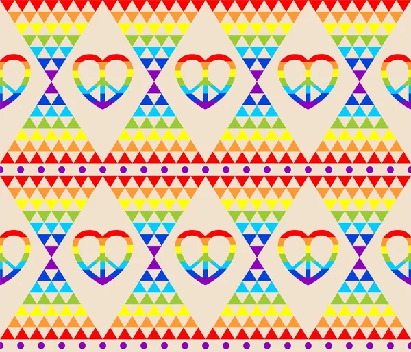复古嬉皮士壁纸彩虹 嬉皮士符号 迷幻抽象三角形五颜六色的图案 — 图库矢量图片