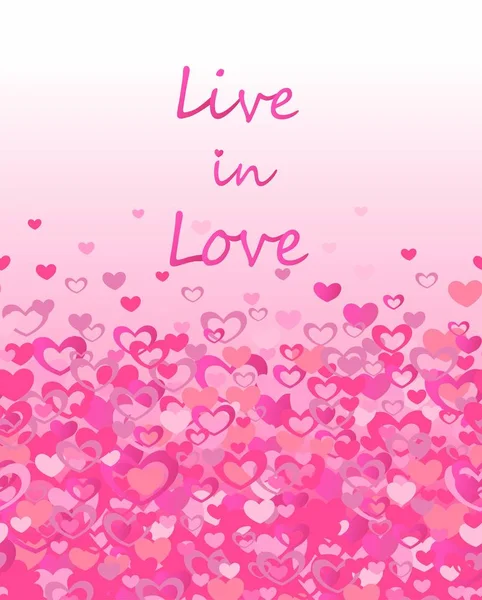Друкувати Живим Любові Написанням Безшовною Облямівкою Рожевими Серцями Вечірки Плакат — стоковий вектор