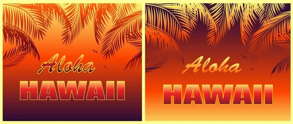 Shirt Ζεστό Τροπικές Τυπωμένες Ύλες Παραλλαγή Την Επιγραφή Της Χαβάης — Διανυσματικό Αρχείο