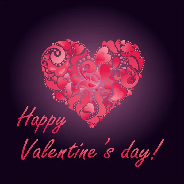 Grußkarte Mit Rosa Abstrakten Herzen Für Valentinstag Party — Stockvektor