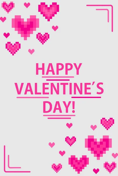 Вертикальні Банер День Святого Валентина Партії Рожеві Абстрактних Серця — стоковий вектор
