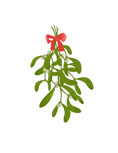Bouquet Pour Les Vacances Noël Avec Bouquet Gui Aux Baies — Image vectorielle