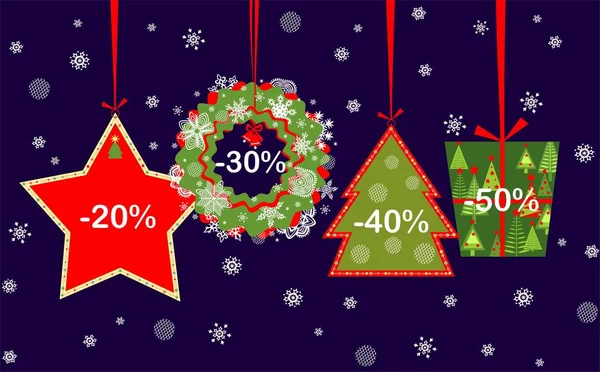 Banner Inverno Para Venda Natal Com Decoração Pendurada — Vetor de Stock