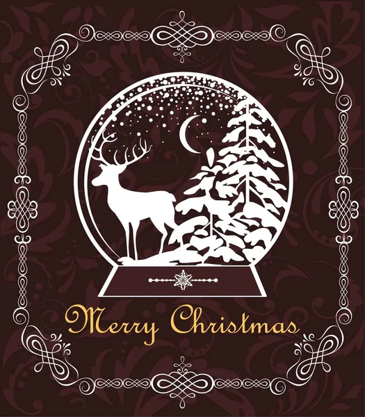 Pozdravem Vintage Vánoční Sladké Karty Dekorativní Rám Papíru Vystřihnout Zeměkoule — Stockový vektor