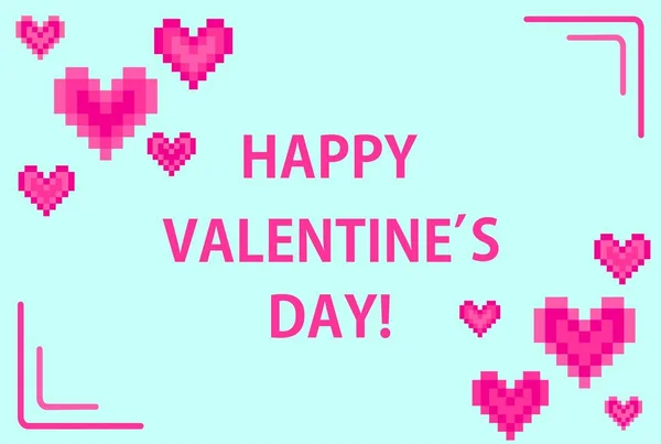 Горизонтальный Баннер День Святого Валентина Розовыми Абстрактными Сердцами — стоковый вектор