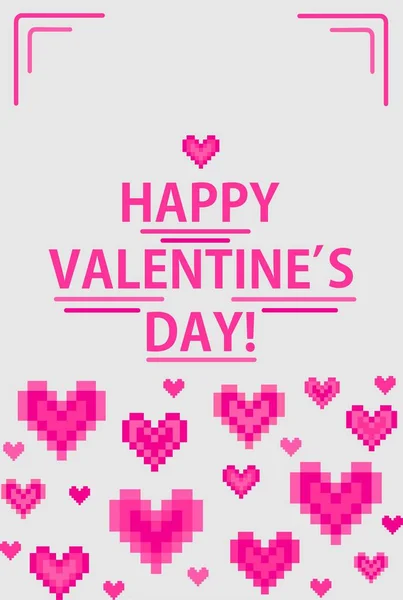 Vertikales Banner Mit Pinkfarbenen Abstrakten Herzen Zum Valentinstag — Stockvektor