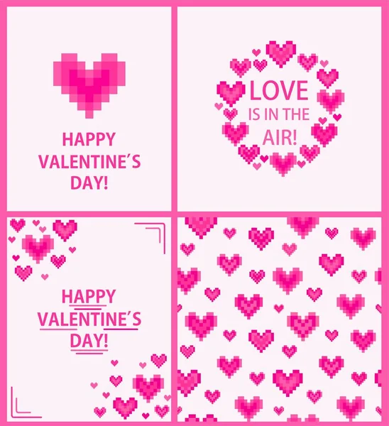 Design Pour Valentines Salutations Jour Avec Des Cœurs Roses Numériques — Image vectorielle