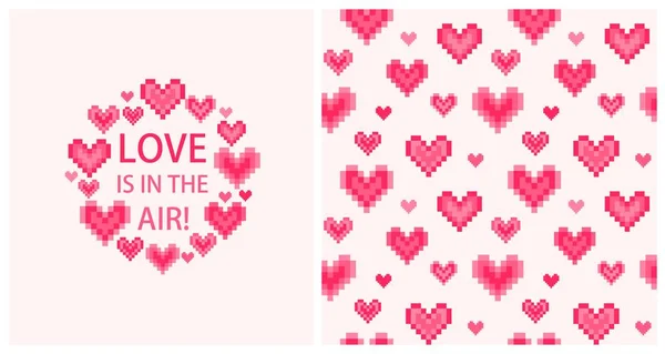 Greeting Card Text Love Air Abstract Pink Hearts Vignette Seamless — Stock Vector