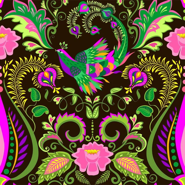 Hintergrund Für Teppich Mit Vintage Blumenmuster Mit Exotischen Blättern Lotusblumen — Stockvektor