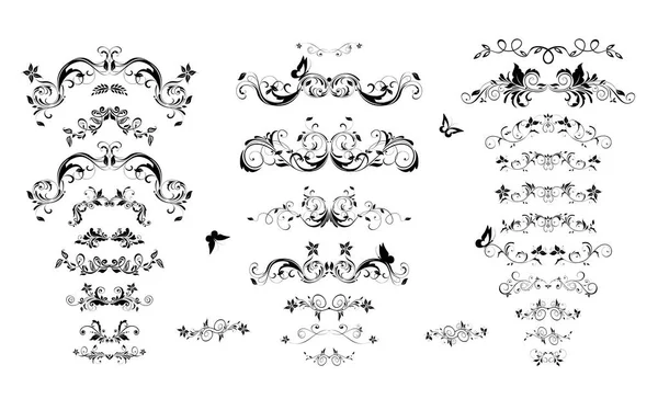 复古书花卉分离器和标题 古色古香的设计元素 — 图库矢量图片