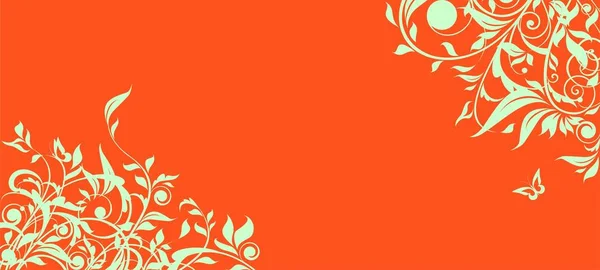 Tarjeta Visita Horizontal Naranja Con Patrón Floral Color Menta — Archivo Imágenes Vectoriales