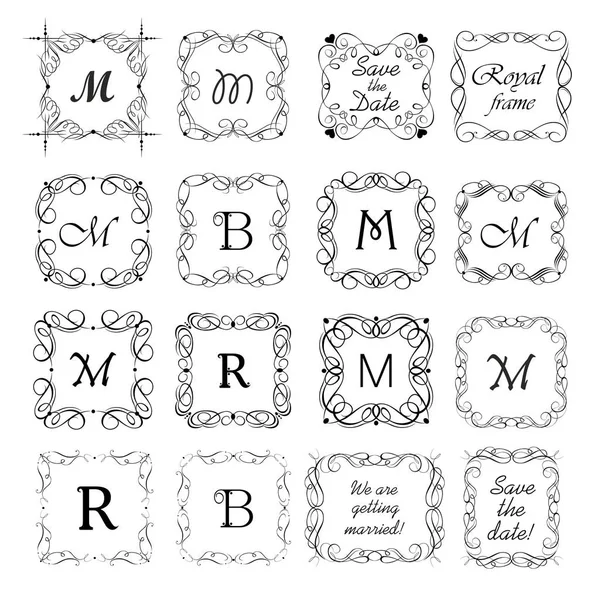 Vintage Frames Vignette Title Headers Vector Set Book Labels Boutique — Stock Vector