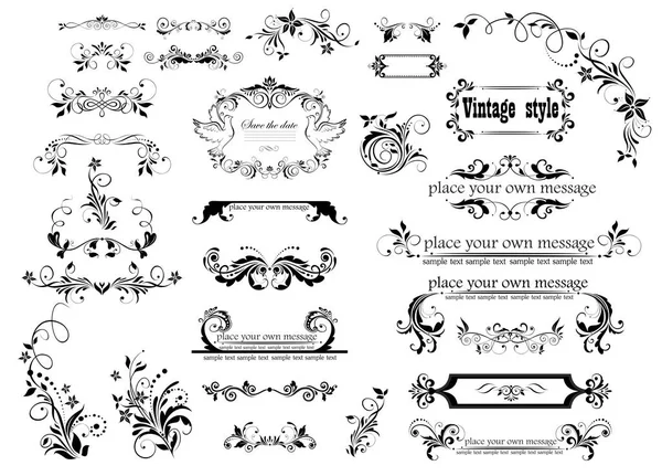 Collection Beautiful Floral Frames Vignette Headers Wedding Design — Stock Vector